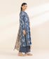 Women's Unstitched Blue Lawn 3 Piece Suit